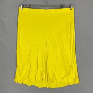 Ava & Viv Skirt Womens 2x Yellow Satin Midi A Line Elastic Waist Lightweight